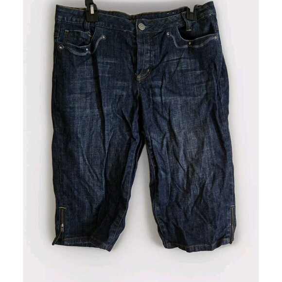 Gitano Womens Denim Jean Shorts Knee Length Below Long Modest Size 14 Dark Wash - Picture 1 of 14